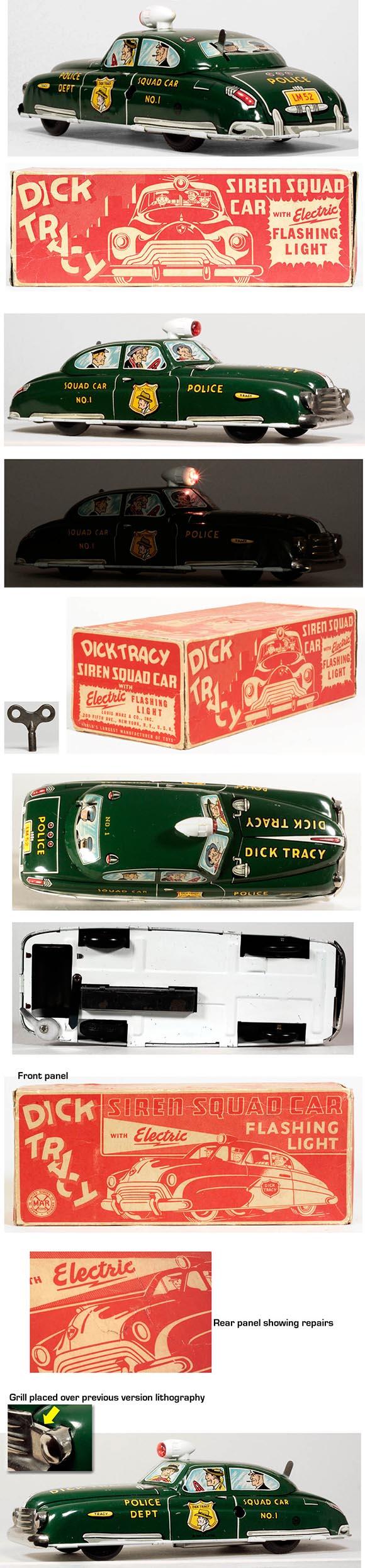 1949 Marx Dick Tracy Siren Squad Car w/Light in Original Box